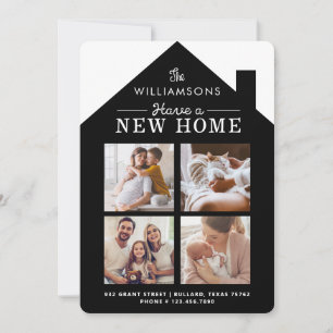 Faire-part Nouveau domicile Famille Photo Collage noir