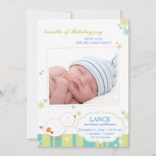 Faire-part Nouveau Enfant d'hiver Boy Flat Photo de naissance