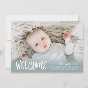 Faire-part Nouveau-né Bébé Bienvenue dans le monde Bleu Photo