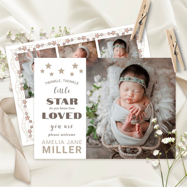 Faire-part Nouveau-né Nouveau bébé Fille Naissance Statistiqu (Créateur téléchargé)