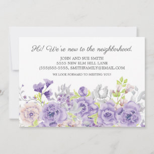 Faire-part Nouveau voisin Introduction Aquarelle violette Flo