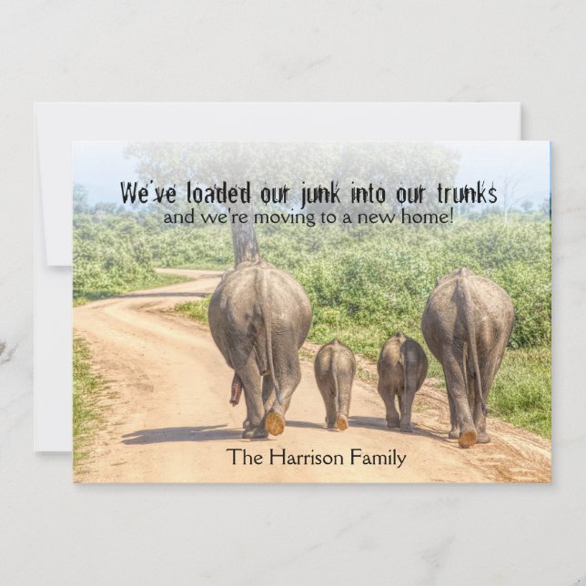 Faire-part Nouveaux éléphants de maison Nous déménageons Fair (Devant)