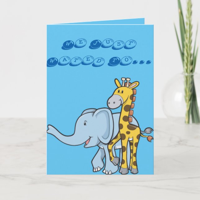 Faire-part Nouveaux girafe et éléphant de bébé (Devant)