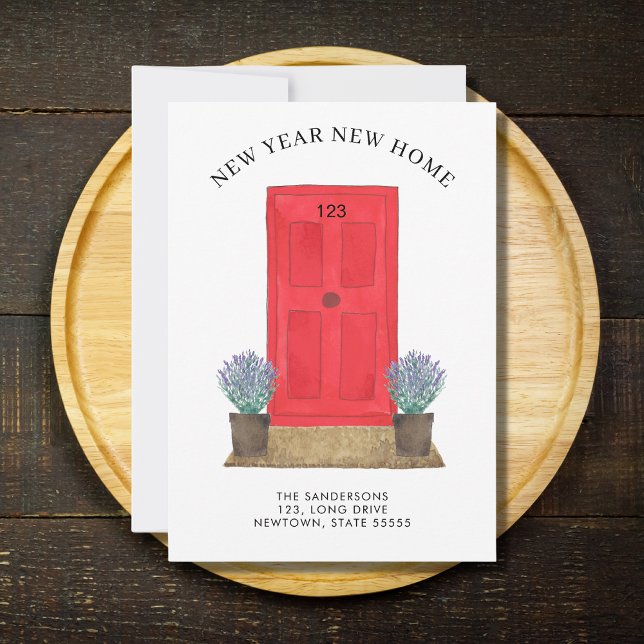 Faire-part Nouvel An Nouvelle maison Porte rouge Déménagement (Créateur téléchargé)