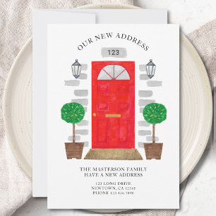 Faire-part Nouvelle adresse Aquarelle Porte rouge