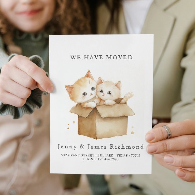 Faire-part Nouvelle adresse Cute Cats dans la boîte de carton (Créateur téléchargé)