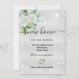 Faire-part Nouvelle adresse domicile argent floral