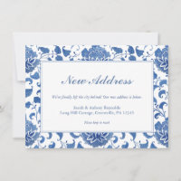 Nouvelle Adresse Élégante Bleue et Blanche Chinois