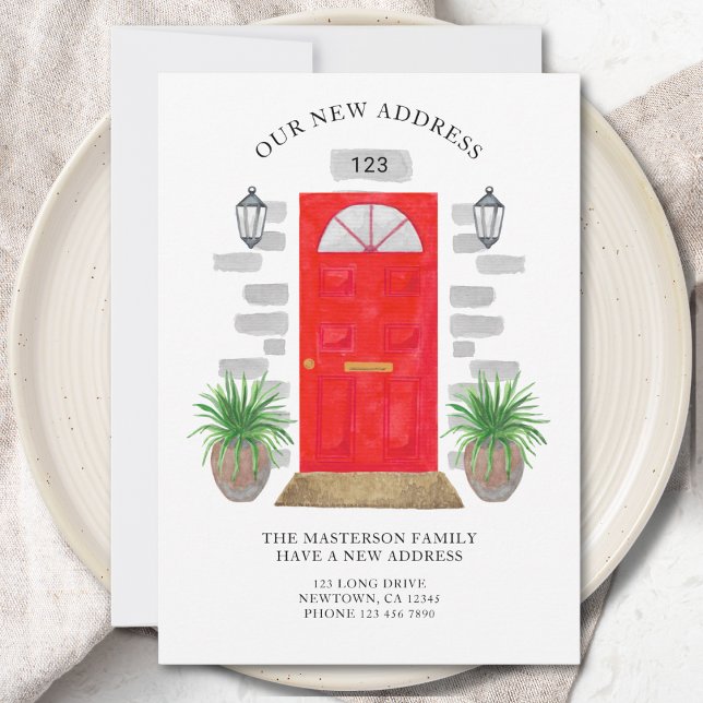 Faire-part Nouvelle adresse Porte rouge (Créateur téléchargé)
