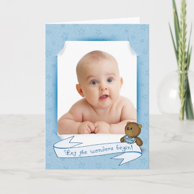 Faire-part Nouvelle annonce de cadre photo pour bébé garçon (Devant)