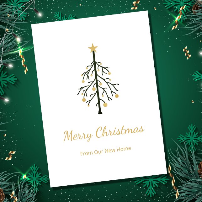 Faire-part Nouvelle maison Arbre de Noël Gold Green Moving (Créateur téléchargé)