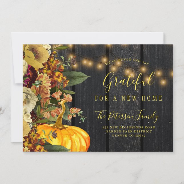 Faire-part Nouvelle maison pour les vacances Thanksgiving dém (Devant)