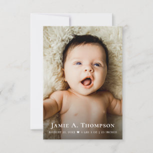 Faire-part Nouvelle Photo de Bébé Merci Cœur Naissance Modern