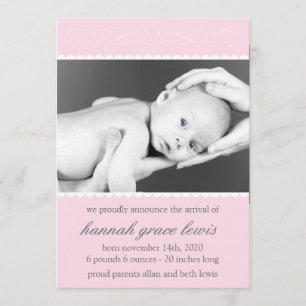 Faire-part Nouvelles annonces florissantes pour bébés (rose p