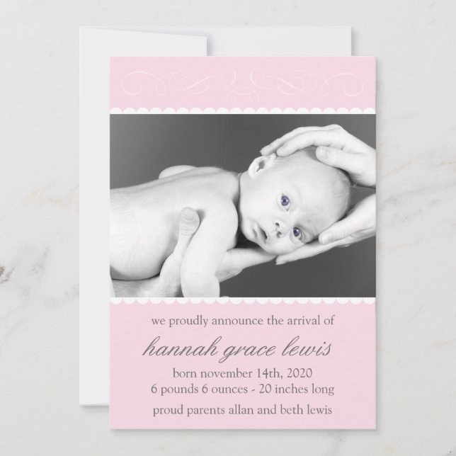 Faire-part Nouvelles annonces florissantes pour bébés (rose p (Devant)