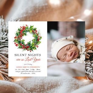 Faire-part Nuits silencieuses Noël Photo Naissance du bébé