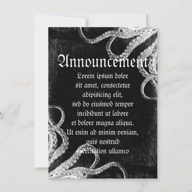 Faire-part Octopus vintage foncé (Devant)