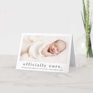 Faire-part Officiellement notre adoption photo minimale