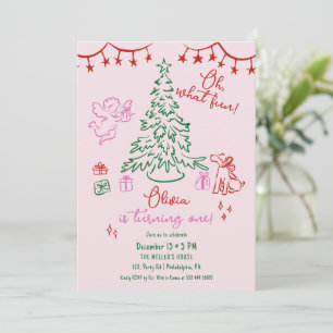 Faire-part Oh Quelle Joie sapin de Noël fantaisiste pour 1er
