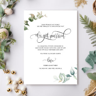 Faire-part On s'est marié, Mariage de Foliage Greenery