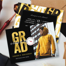 Or Moderne Gras Doré GRAD Élégant Photo Diplômé