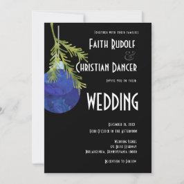 Faire-part Ornement de Noël bleu, Mariage moderne