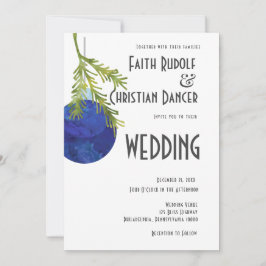 Faire-part Ornement de Noël Bleu, Mariage Moderne