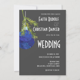 Faire-part Ornement de Noël Bleu, Moderne Mariage