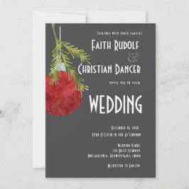Faire-part Ornement de Noël Rouge, Mariage Moderne