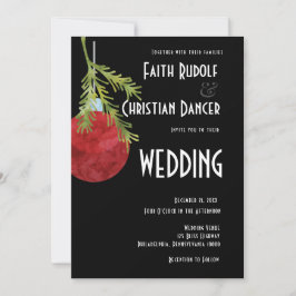 Faire-part Ornement de Noël Rouge, Mariage Moderne