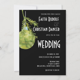Faire-part Ornement de Noël Vert, Mariage Moderne