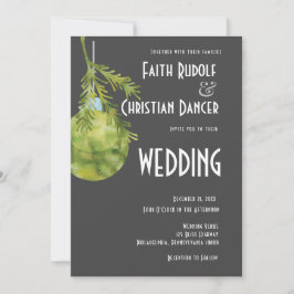 Faire-part Ornement de Noël Vert, Mariage Moderne