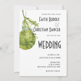 Faire-part Ornement de Noël Vert, Mariage Moderne