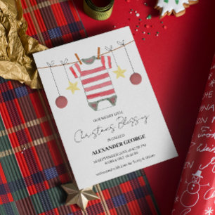 Faire-part Ornements de Combinaison Simple Rouge à Rayures No