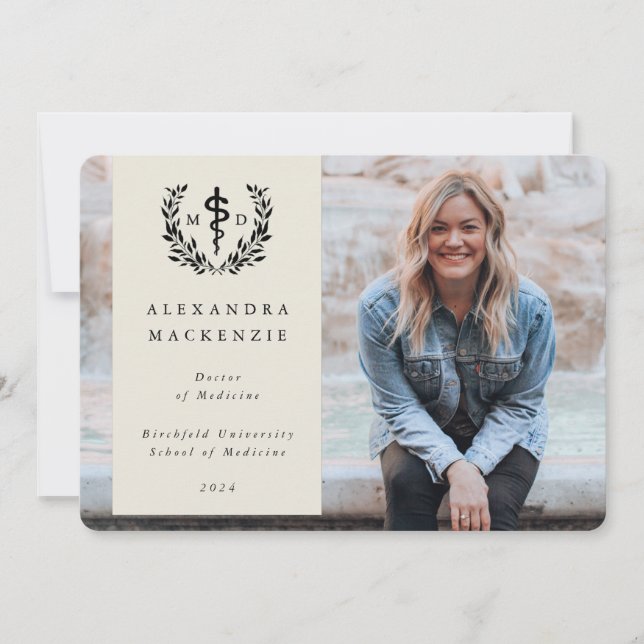 Faire-part Oyster/Black MD Asclepius Graduation Photo (Devant)