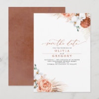Pampas Grass Floral Terracotta Enregistrer la date