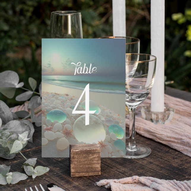 Faire-part Panneau de la table de mariage Sea Glass Beach (Créateur téléchargé)