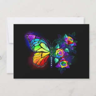 Faire-part Papillon arc-en-ciel