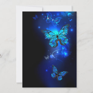 Faire-part Papillon Morpho sur fond sombre