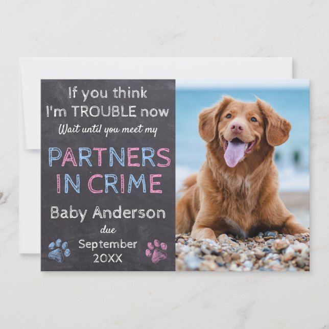 Faire-part Partenaires dans Crime Twin Baby Family Chien Gros (Devant)