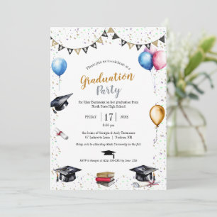 Faire-part Partie de graduation de l'aquarelle