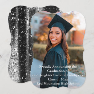 Faire-part Parties scintillant Argent Streaks Diplômé Photo p