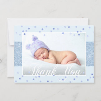 Faire-part Parties scintillant bleu MERCI de garçon mignet | 