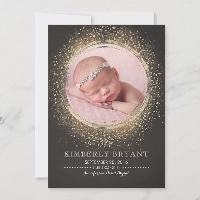 Faire-part Parties scintillant d'or Confetti Foil Frame Baby  (Devant)