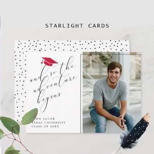 Faire-part Parties scintillant rouge Casquette avec devis pho