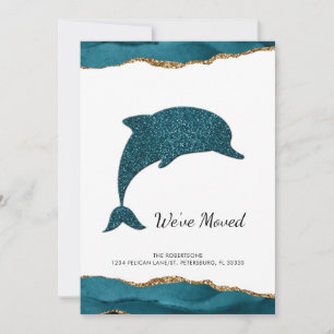 Faire-part Parties scintillant turquoise Dauphin Nouvelle adr