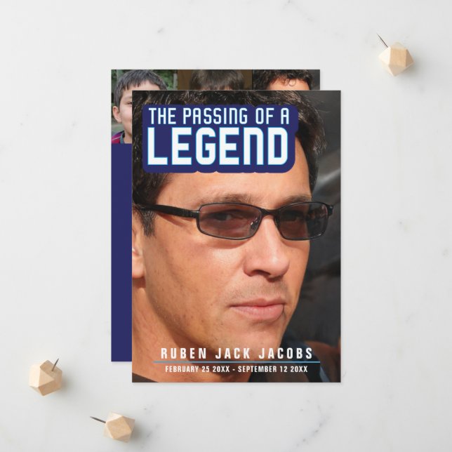 Faire-part Passage d'une légende funéraire photo mémorial ble (Devant/Arrière en situation)