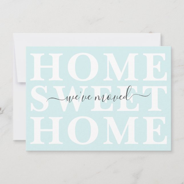 Faire-part Pastel Aqua Home Sweet Home Nous avons déménagé (Devant)
