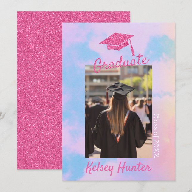 Faire-part Pastel Clouds Graduation Era Lover Parties scintil (Devant / Derrière)