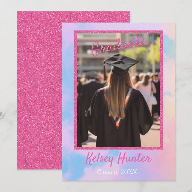 Faire-part Pastel Clouds Graduation Era Lover Parties scintil (Devant / Derrière)